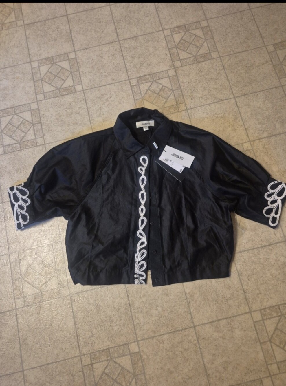Jason Wu 100% Cotton Exclusive Of Trim Black Blouse Medium